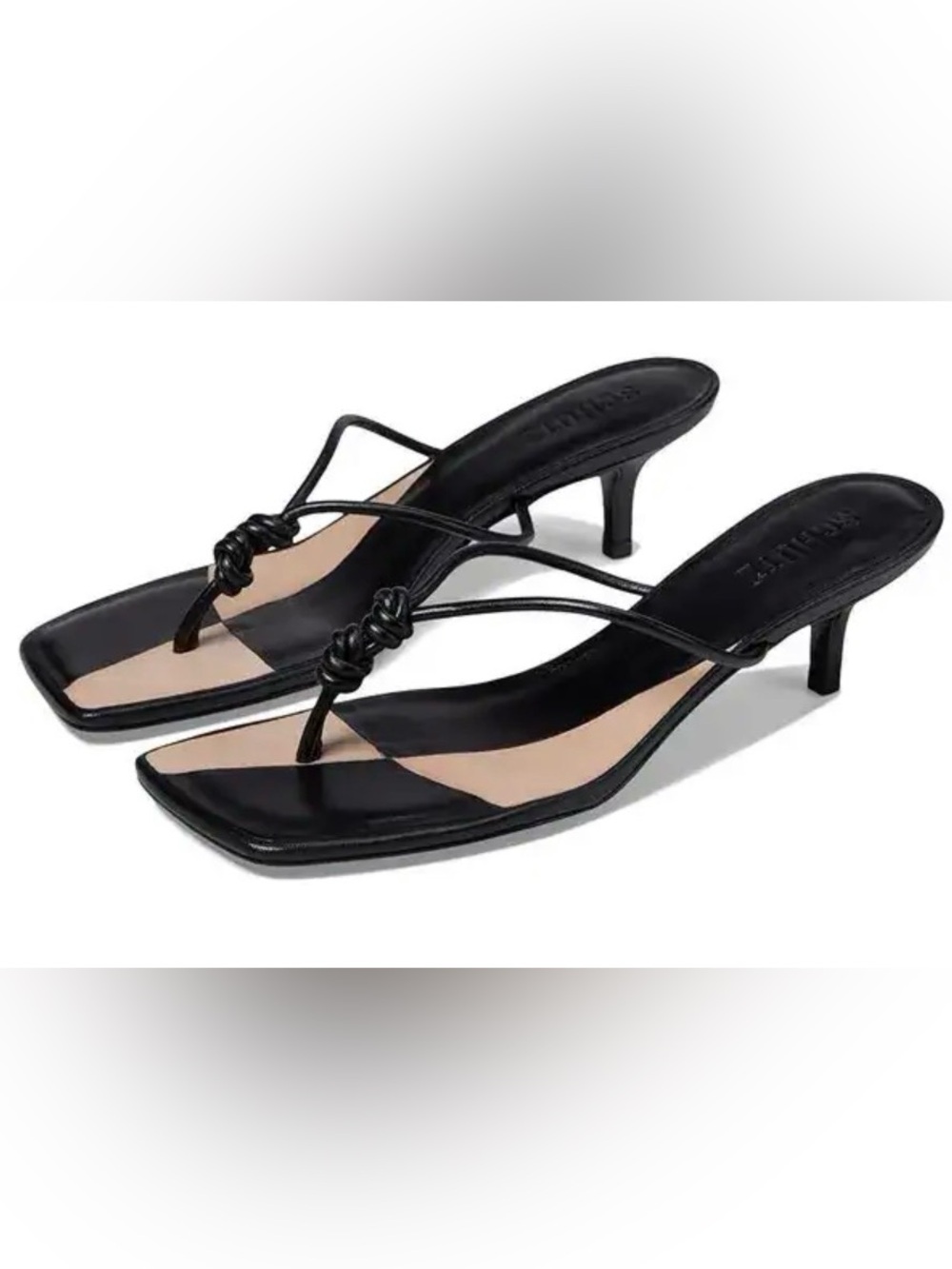 SCHUTZ Black Knotted Thong Strappy Heeled Sandals
